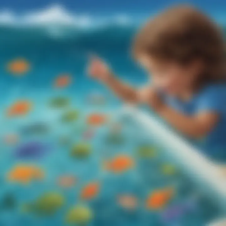 Preschooler engaging in ocean-themed counting activity