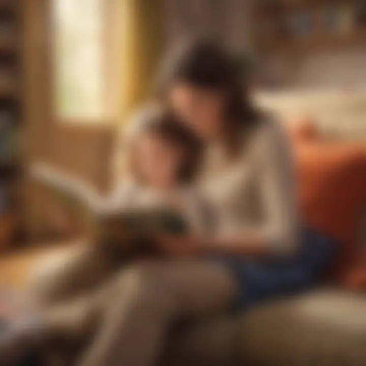 Parent reading to a child in a cozy setting