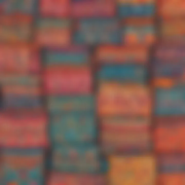 Colorful patterned fabric pouches in various sizes