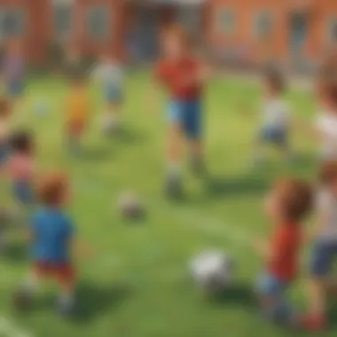 Children engaging in fun football games during the party