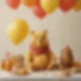 Winnie the Pooh themed decorations with honey pots and balloons