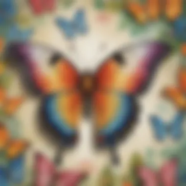 Diverse Mixed Media Butterfly Colorful butterfly painting with mixed media