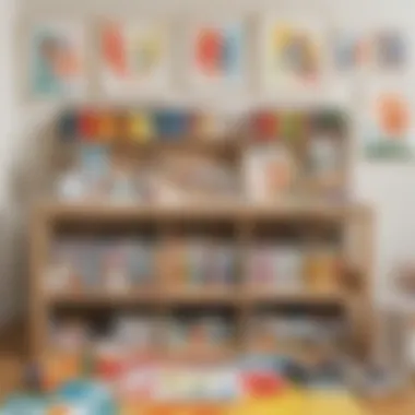 Well-Stocked Art Station for Young Creatives An organized art station with various painting supplies for children.