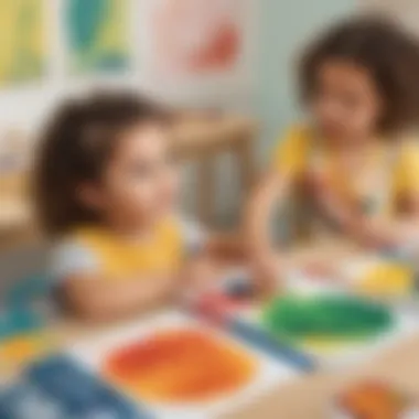 Exploring Techniques with Brushes and Sponges Children exploring different painting techniques with brushes and sponges.