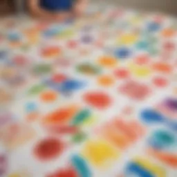 A vibrant display of colorful paintings created by four-year-olds.