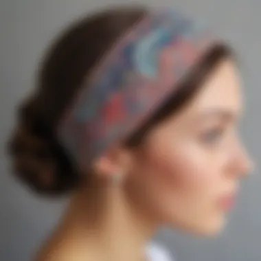 Elegant Paisley Print Headband with Button for Nurses