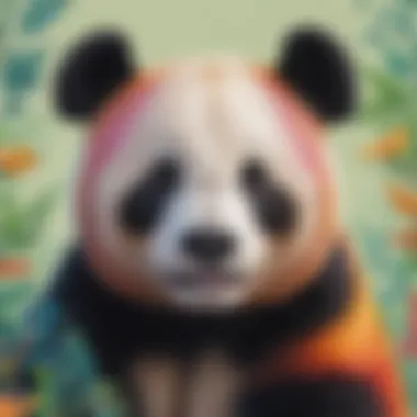 Vibrant Panda Coloring Option Illustration of colorful panda in an online animal coloring activity