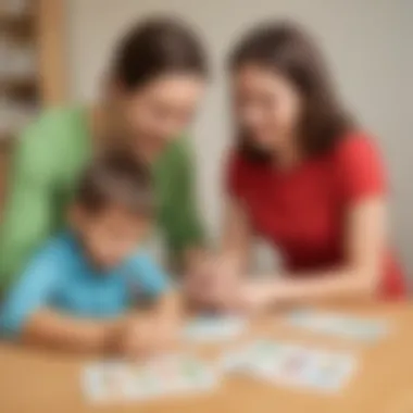 Illustration of a parent and child bonding over sight word flashcards