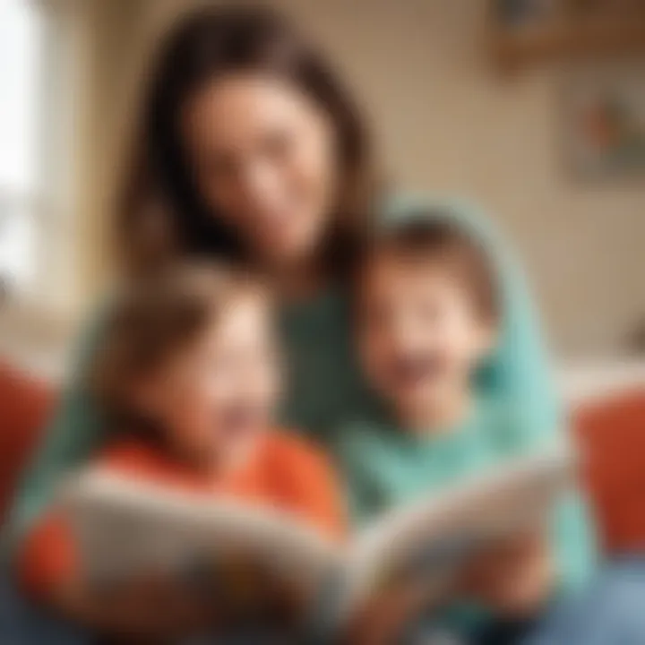 A parent reading jokes aloud to their child, both enjoying the moment.