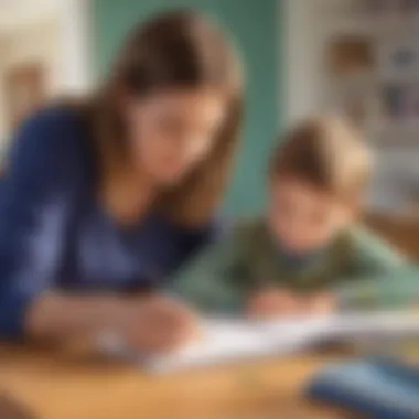 Parent helping child with educational application