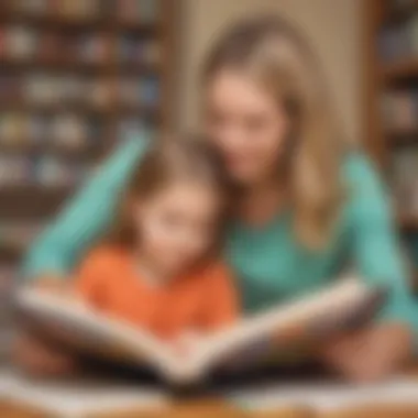 Parent and child reading together from a workbook