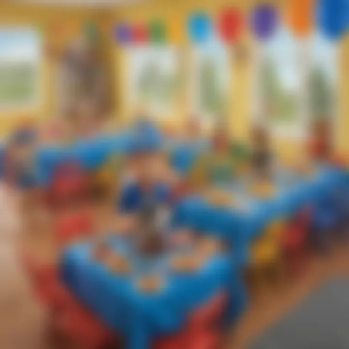 Fun activity setup for a Paw Patrol-themed party