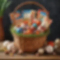 Colorful baseball-themed Easter basket filled with goodies