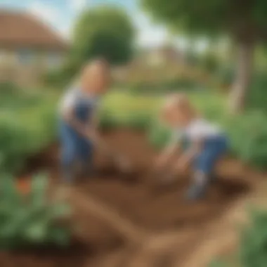Discovering Soil's Richness Children exploring soil in a garden