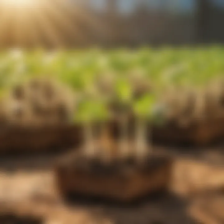 Sprouted seedlings reaching for sunlight