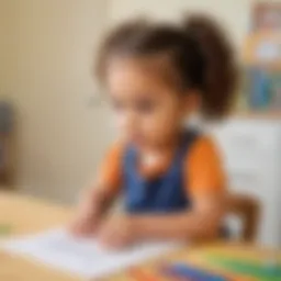 Illustration of a young child engaged in blending words activity