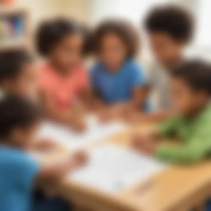 Group of children enjoying a name-writing activity together