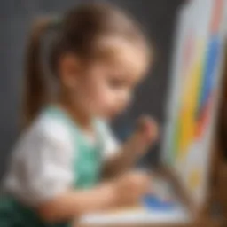 Young child painting on canvas