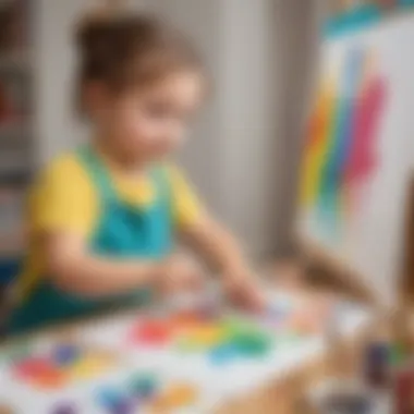 A child creating a painting with bright colors