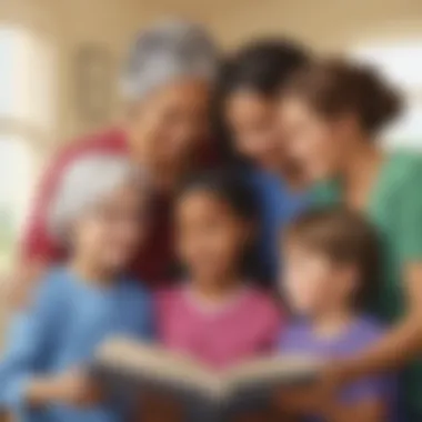 Illustration of a diverse group of caregivers using Bible printables