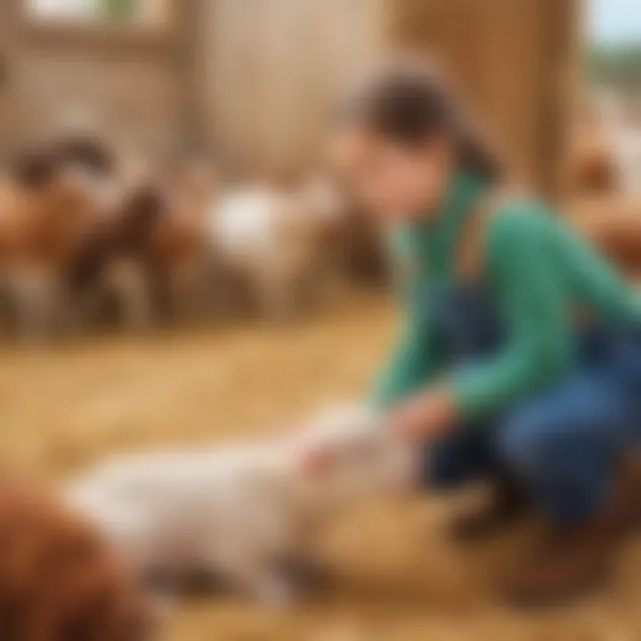 Preschooler learning about farm animals