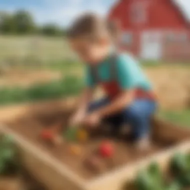 Preschooler engaging in agricultural sensory play