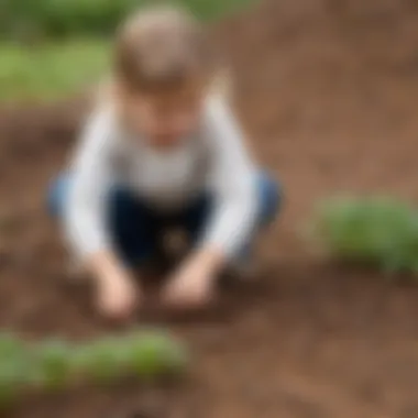 Preschooler examining soil samples