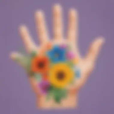 Preschooler crafting a handprint bouquet