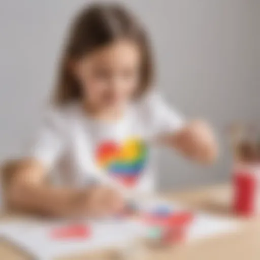 Preschooler painting a heart-shaped card