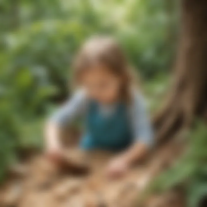 Preschooler exploring sensory play with natural materials