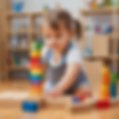 Building STEM Foundations Preschool science curriculum - young child building with colorful blocks