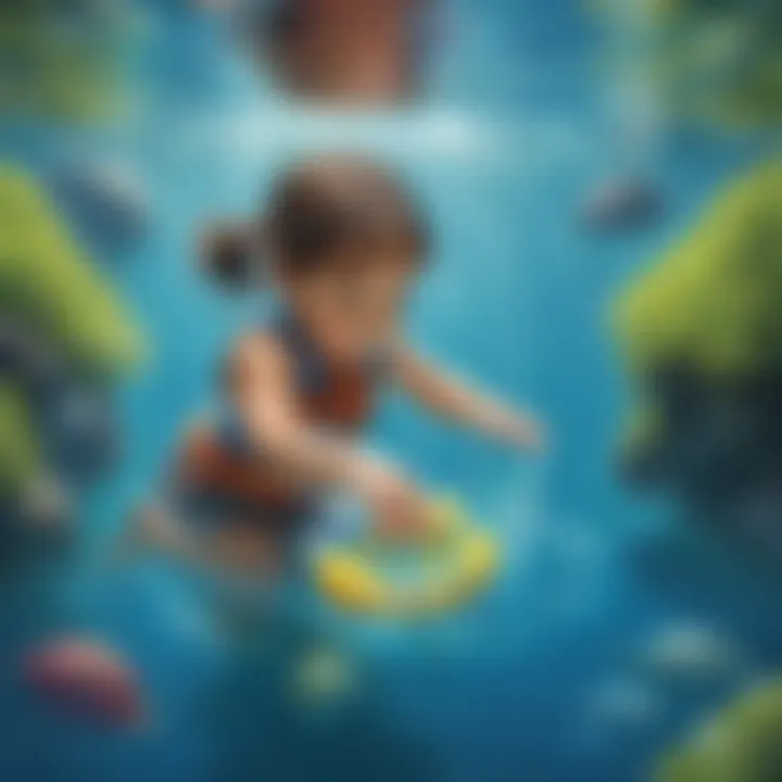 Preschool science curriculum - young child exploring buoyancy with floating objects in water