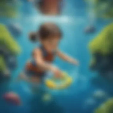 Navigating Water Wonders Preschool science curriculum - young child exploring buoyancy with floating objects in water