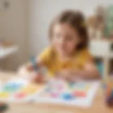 Preschooler creating a colorful thank you card