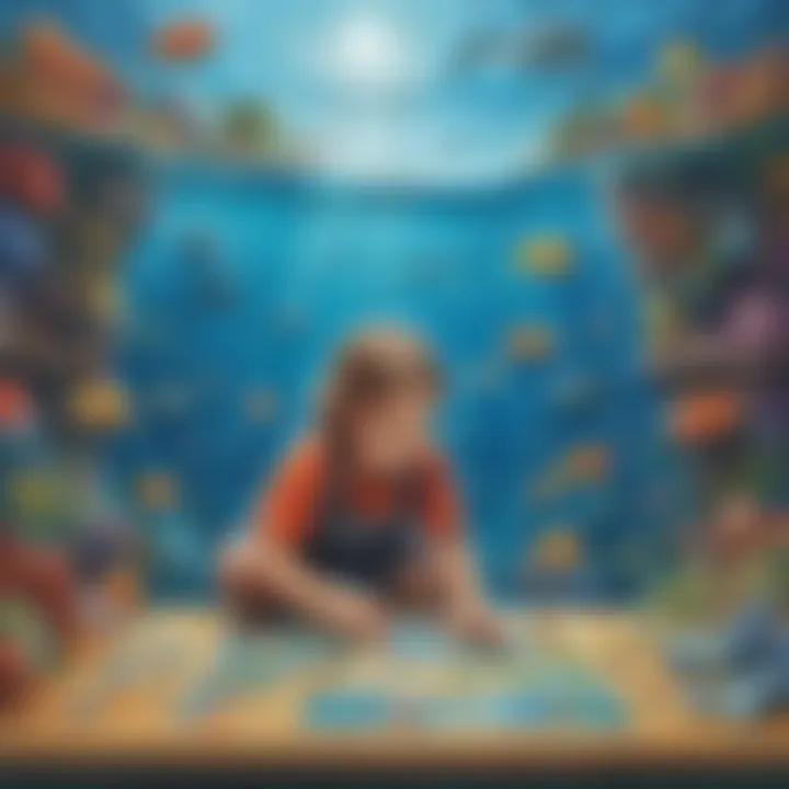 Preschooler Engaged in Ocean-themed Puzzle Game