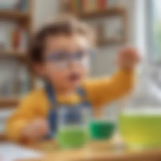 Preschooler exploring chemical reactions