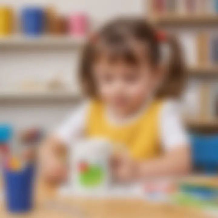 Preschooler painting a ceramic mug for teacher