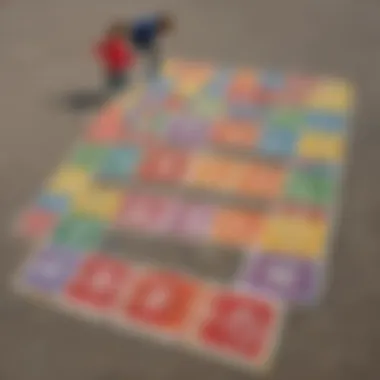 Hopscotch Number Game Preschoolers playing hopscotch with numbers drawn on the ground