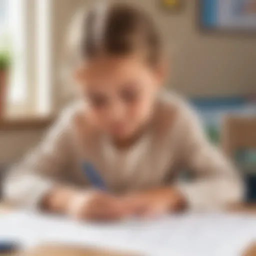 Child engaged in tracing letters