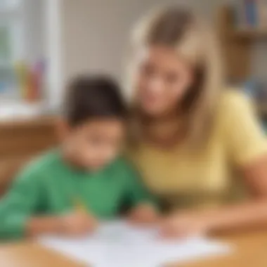 Collaborative Learning Parent assisting child with worksheet