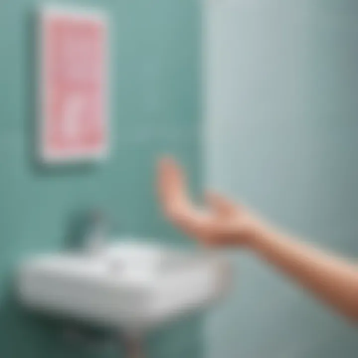 Creative representation of a hygiene message for public spaces.