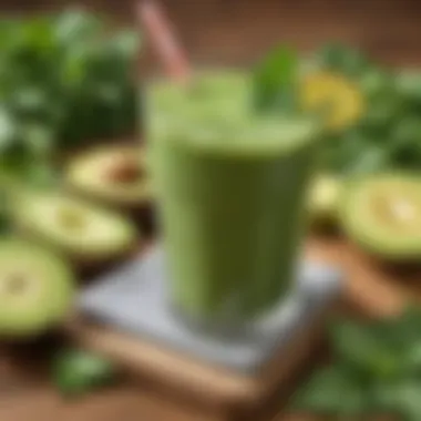 A refreshing green smoothie filled with spinach and tropical fruits