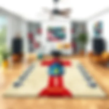 Race Car Rugs in Contemporary Home Interiors Artistic representation of race car rugs in a modern home setting