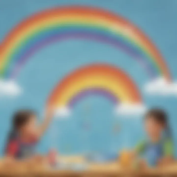 Children engaging in a rainbow water experiment