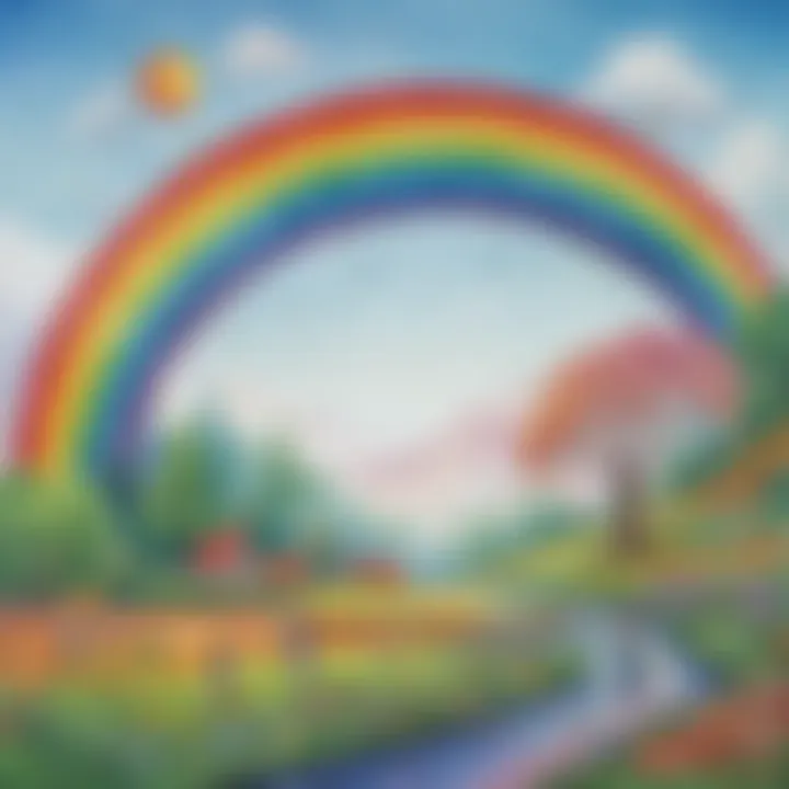 Vibrant rainbow art created by young learners
