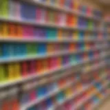 Colorful Rainbow Loom creations displayed in a retail store