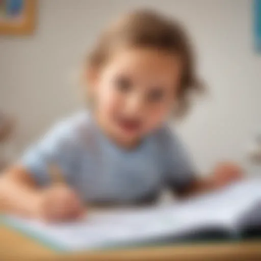 Illustration of a child enthusiastically reading a worksheet