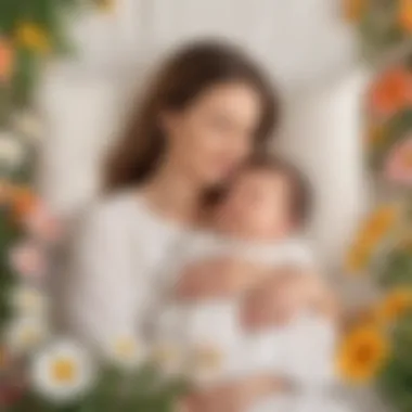 Blissful Tranquility: Mother's Self-Care Moment Relaxed mother enjoying a peaceful moment of self-care with flowers in the background