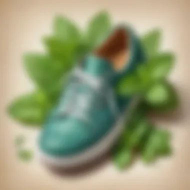 Fresh mint leaves in shoes