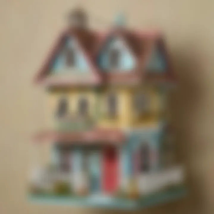 Repurposed dollhouse repainted as a decorative birdhouse